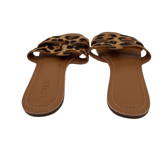 J. Crew Brown Leopard Print Calf Hair Slide Sandals Size 7 Women's - Picture 7 of 9